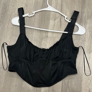 Zara Black Ruched Bustier Bodysuit